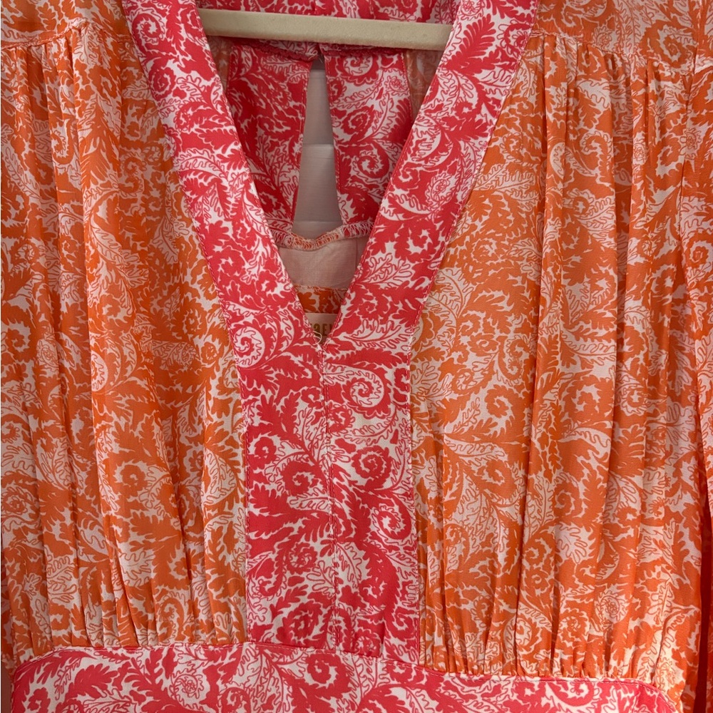 Anthropologie Maeve Red and Orange Patterned Dress Maeve Size Small. NWT $198